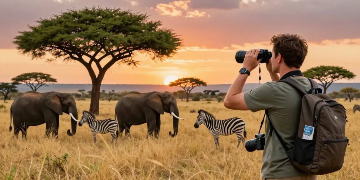 NAGA2000 traveler observing elephants in Kidepo Valley National Park, exploring wildlife and nature.
