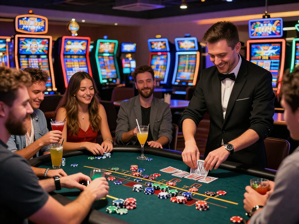 Giocatori felici in un casinò celebrano mentre scoprono i migliori casino non AAMS.