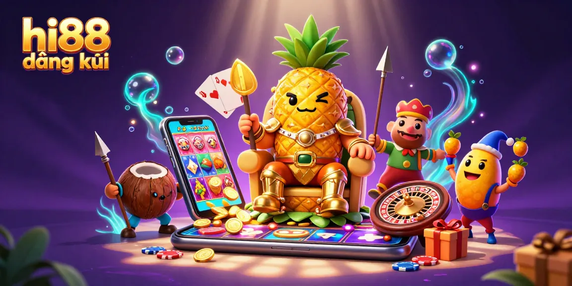 Spin and win with hi88 đăng ký as the golden pineapple king reigns over a vibrant casino.