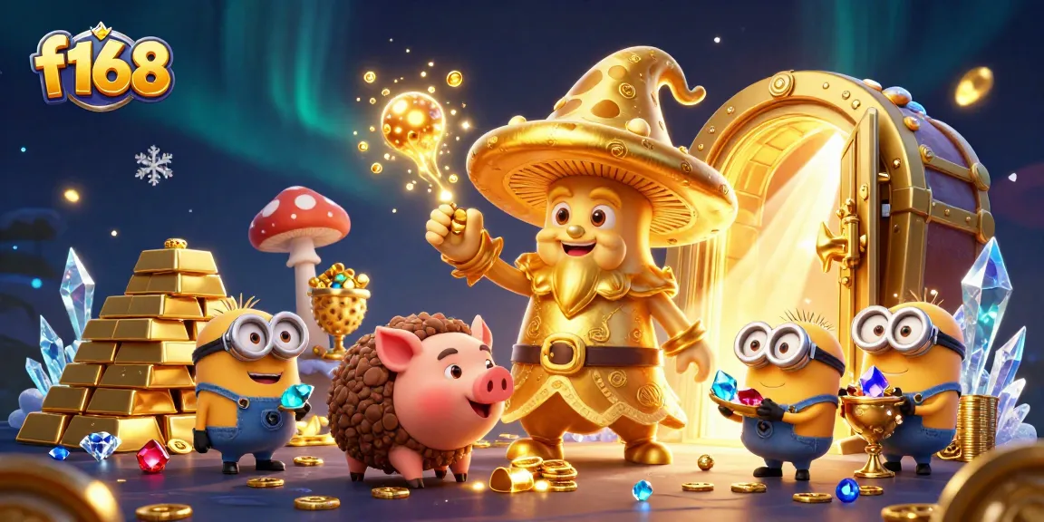 Win big at f168 with a magical treasure hunt led by a mystical wizard and pig.