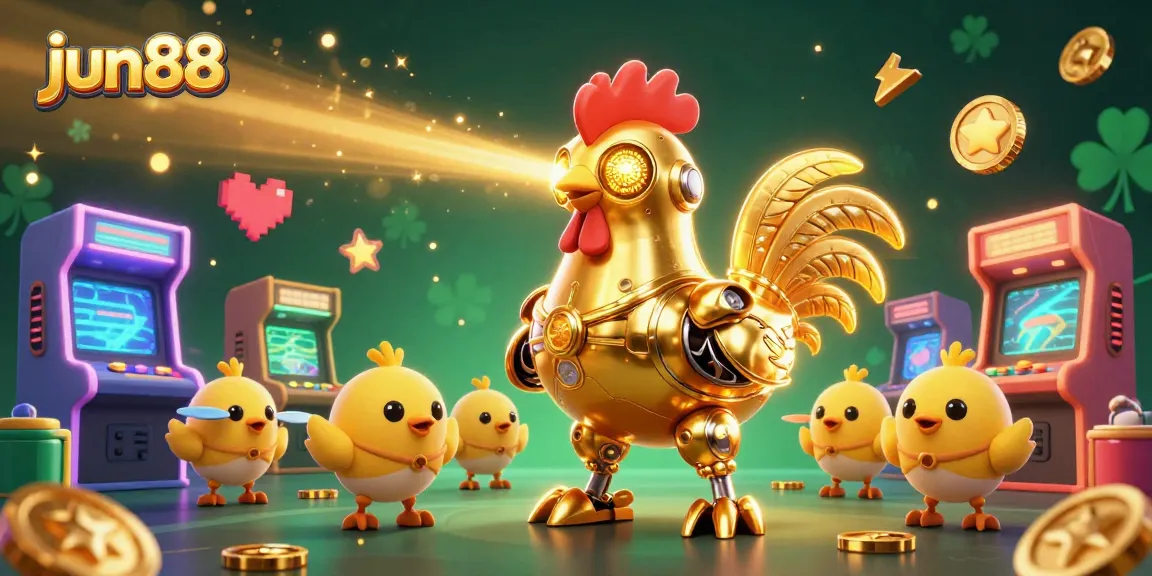 Win at jun88 with 3D characters and vibrant arcade elements in a dynamic, colorful casino scene.