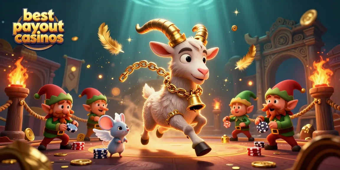 Experience thrilling action at the best payout casinos with a whimsical 3D casino scene featuring enchanting characters.