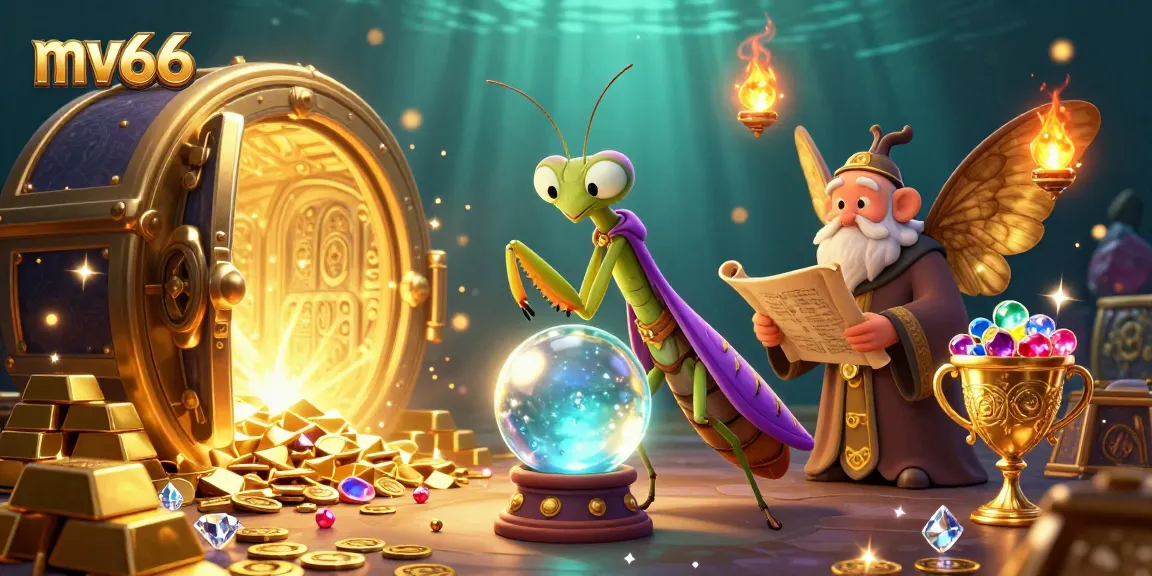 Engage with mv66's vibrant casino world featuring a fortune teller and treasure.