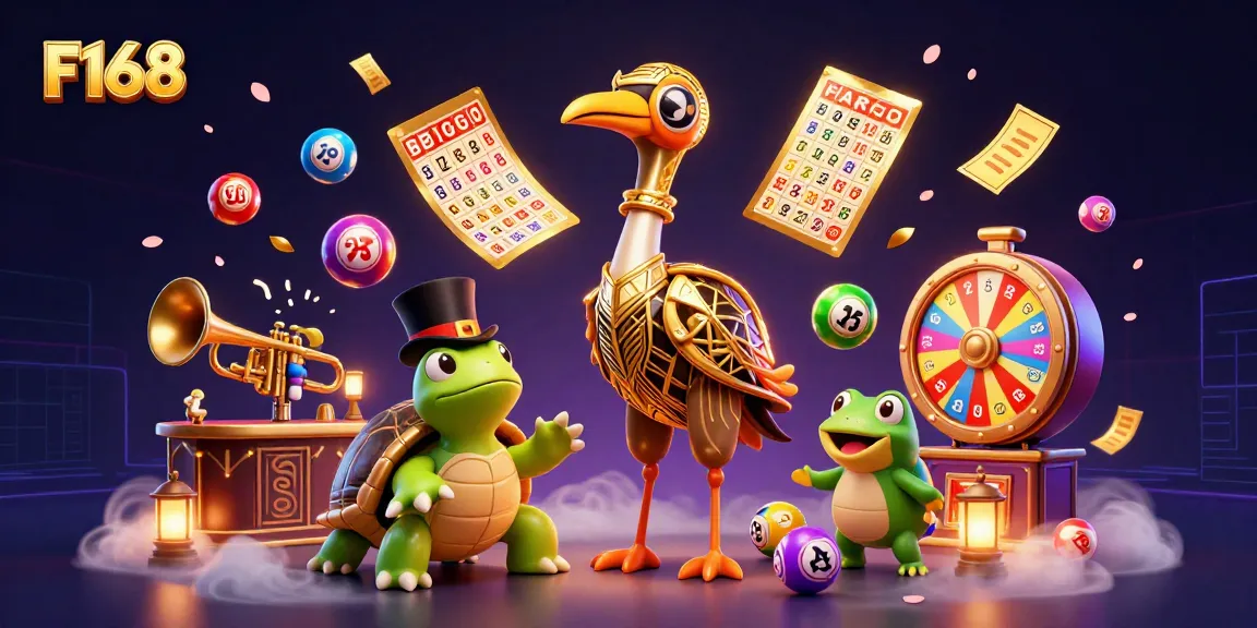 Experience F168 with vibrant gambling elements in a lively 3D casino illustration.