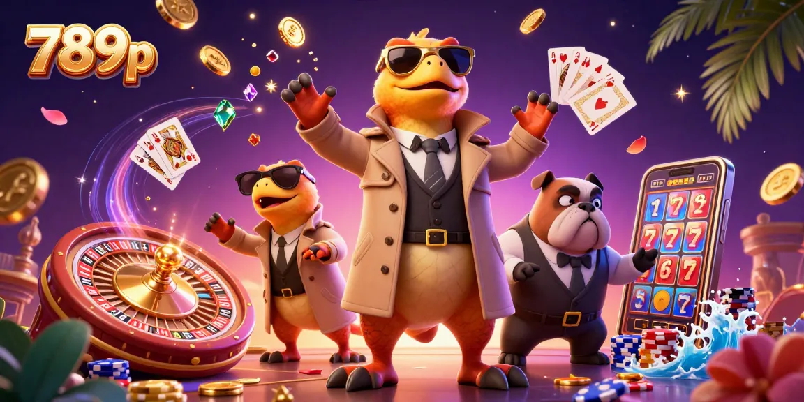 Engage with thrilling games at 789p's vibrant casino scene featuring raptors and gems.