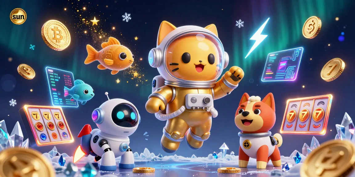 Engage with sun-themed slots in a vibrant space casino environment with a floating astronaut cat.