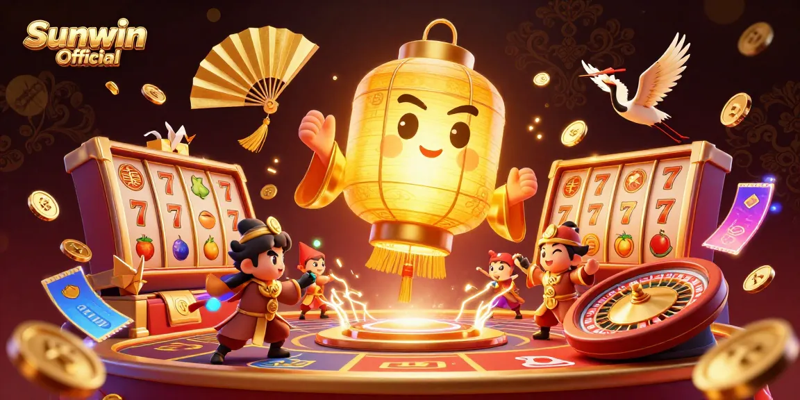 Experience thrilling luck at Sunwin Official with golden lantern spirit and vibrant casino elements.