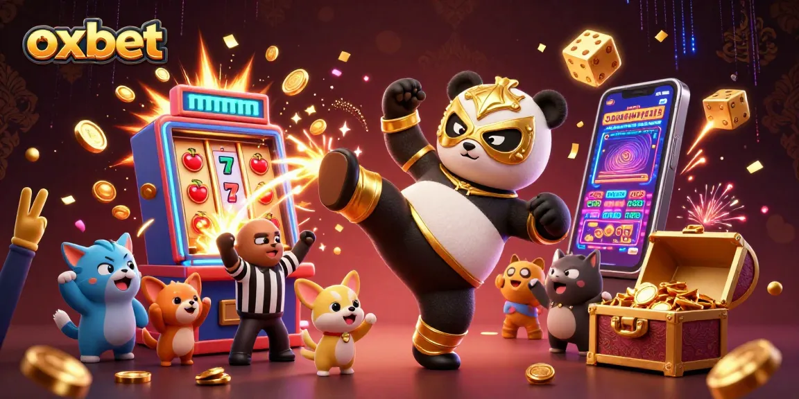Experience the excitement of oxbet with a dynamic scene featuring exciting casino elements and lively characters.