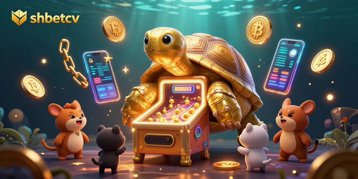Engage in thrilling gameplay with shbetcv in this vibrant 3D casino scene featuring crypto elements.