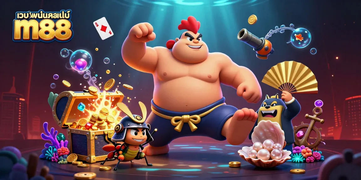 เข้าร่วมกับ เว็บพนันออนไลน์ m88 ผ่านการเล่นเกมที่น่าตื่นเต้น featuring dynamic casino elements and vibrant characters.