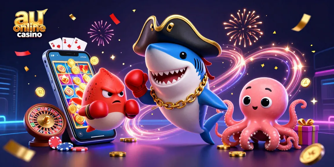 Engage with the vibrant world of au online casino through an exciting illustration featuring animated sea creatures.