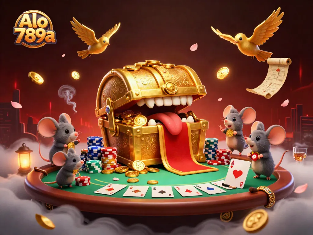 Alo 789a engaging players with a dynamic poker scene featuring treasure and excitement.