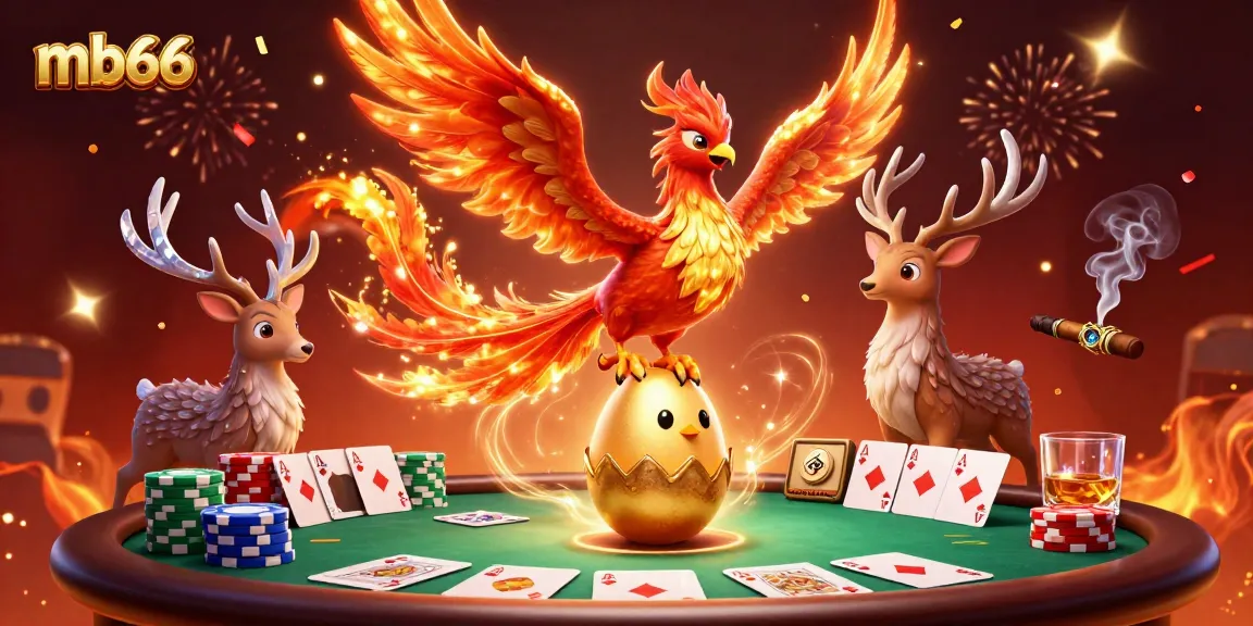 Experience the thrilling action of mb66 as the phoenix rises amidst poker elements and cosmic energy.