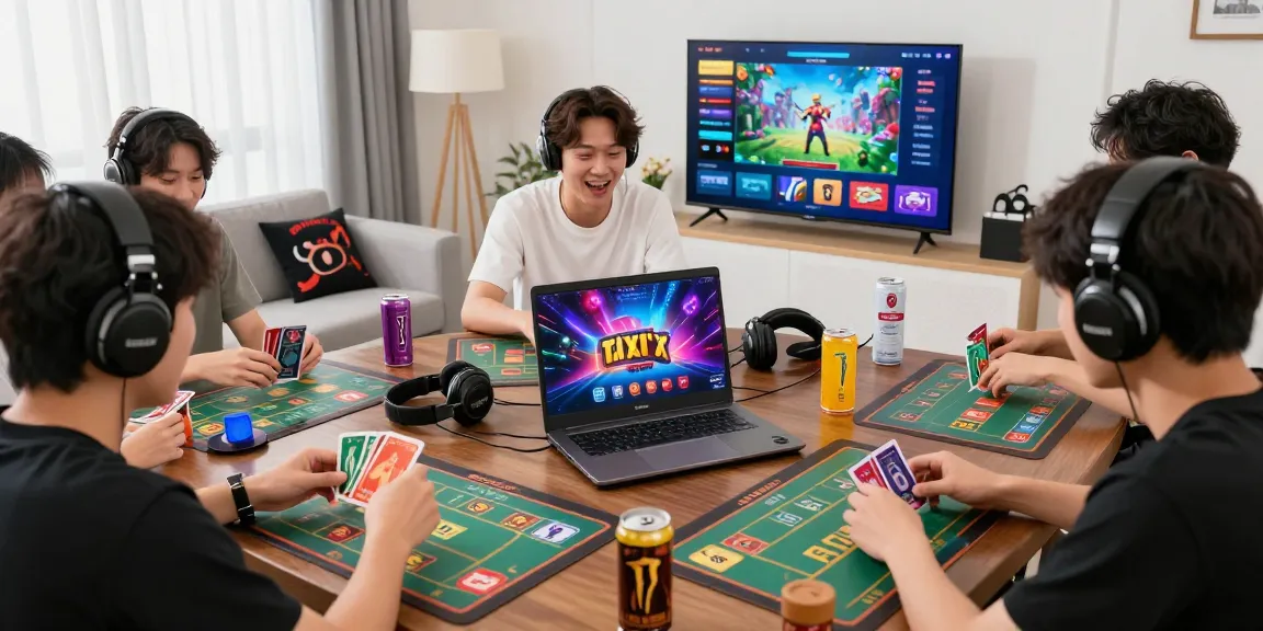Players engaging in rikvip card games in a lively gaming setup.