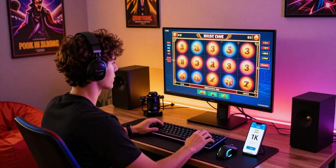 Exciting gamer experience with slot deposit 1k transaction and vibrant gaming setup