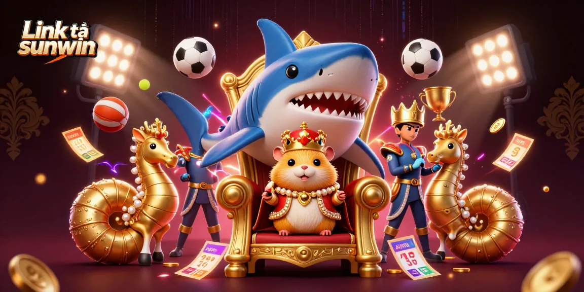 Join the action with Link tải sunwin, featuring a thrilling king with his royal guards in a vibrant casino scene.
