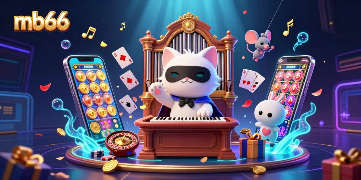 Engage with mb66's thrilling casino experience showcasing vibrant slot games and playful characters.