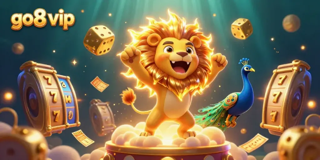 Experience the thrill of go8 vip gaming with dynamic 3D characters, slot machines, and a vibrant casino atmosphere.