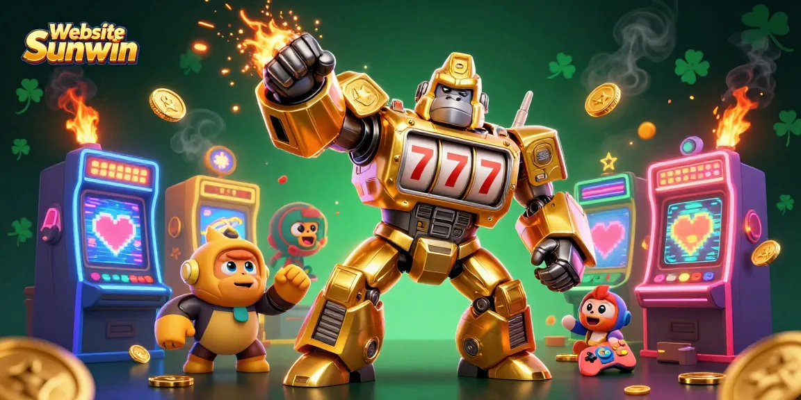 Play slots and win big at Website Sunwin with a dynamic casino-themed illustration.
