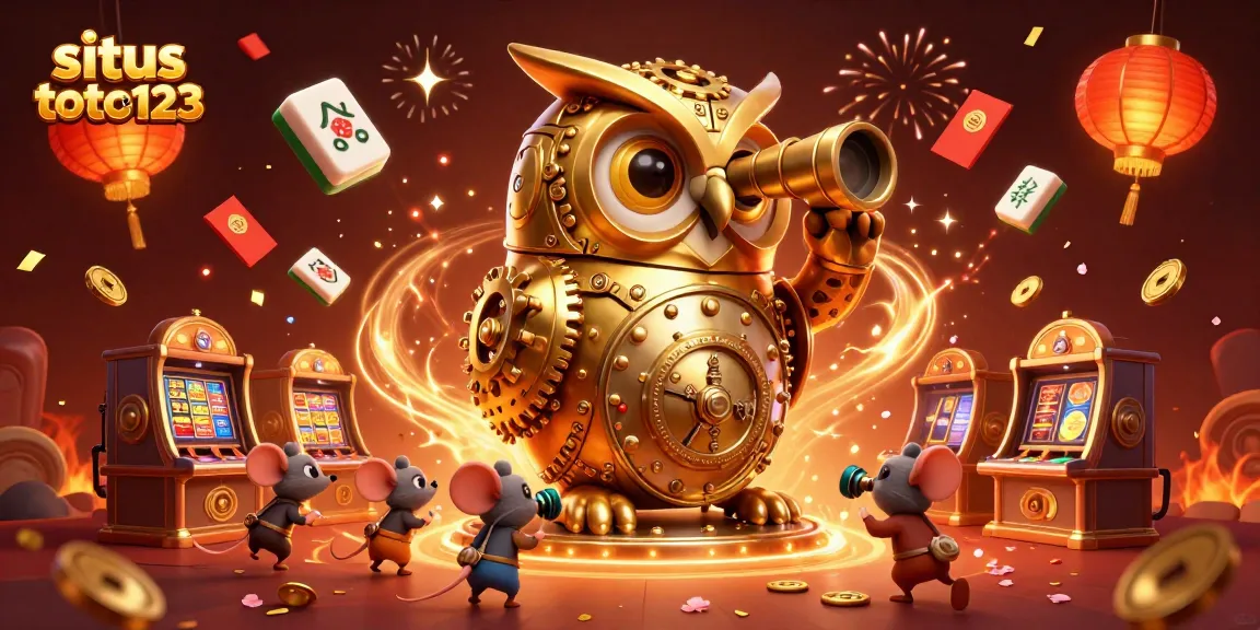 Experience excitement with situs toto123 as the golden owl oversees a vibrant casino scene full of winners.