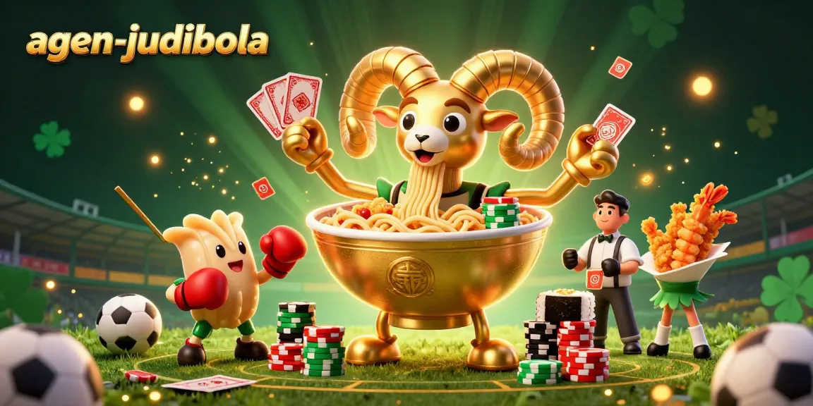 Engaging sports betting scene with agen-judibola characters in action, featuring vibrant cartoon art elements.