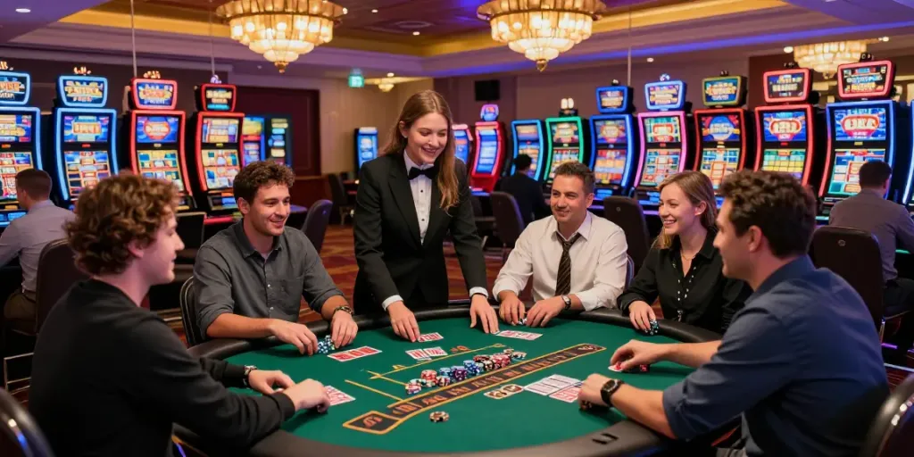 Players enjoying Casino En Ligne games in an exciting casino atmosphere.