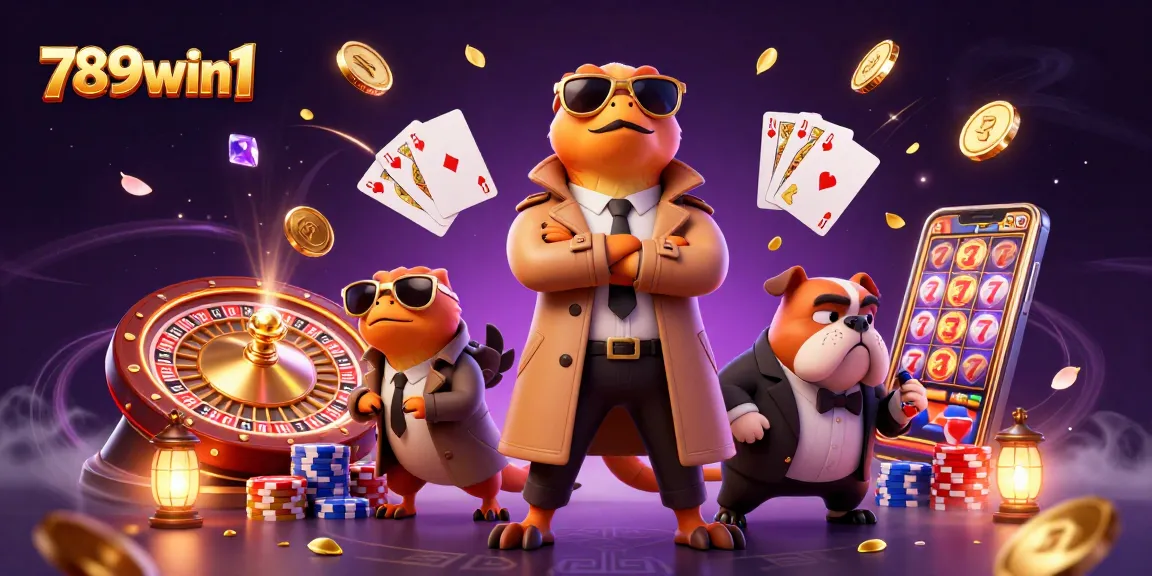 Engage with thrilling gameplay at 789win1, featuring a scene of raptors sneaking into a casino lounge.