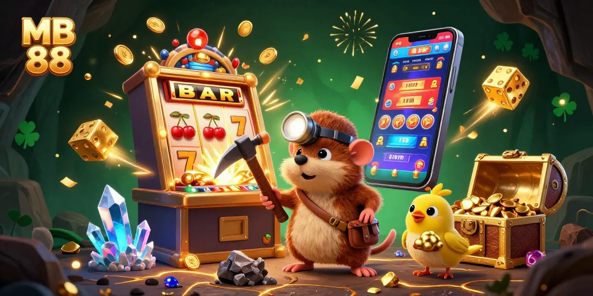 Experience the thrill of MB 88 with a lively treasure hunt scene in a vibrant casino environment.