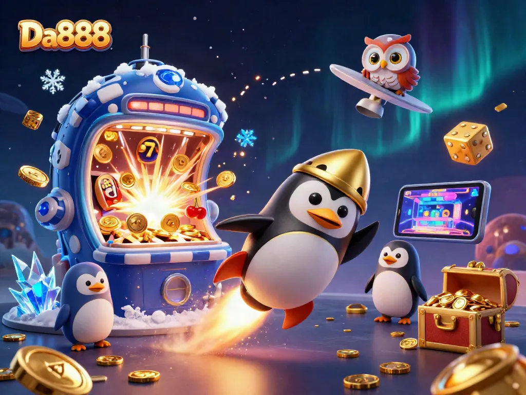 Experience thrilling gameplay with Da888 in this vibrant casino illustration full of excitement.