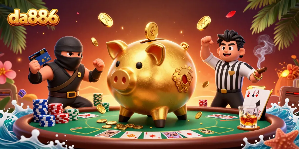 Engage with da886's thrilling casino ambiance featuring dynamic characters and poker elements.