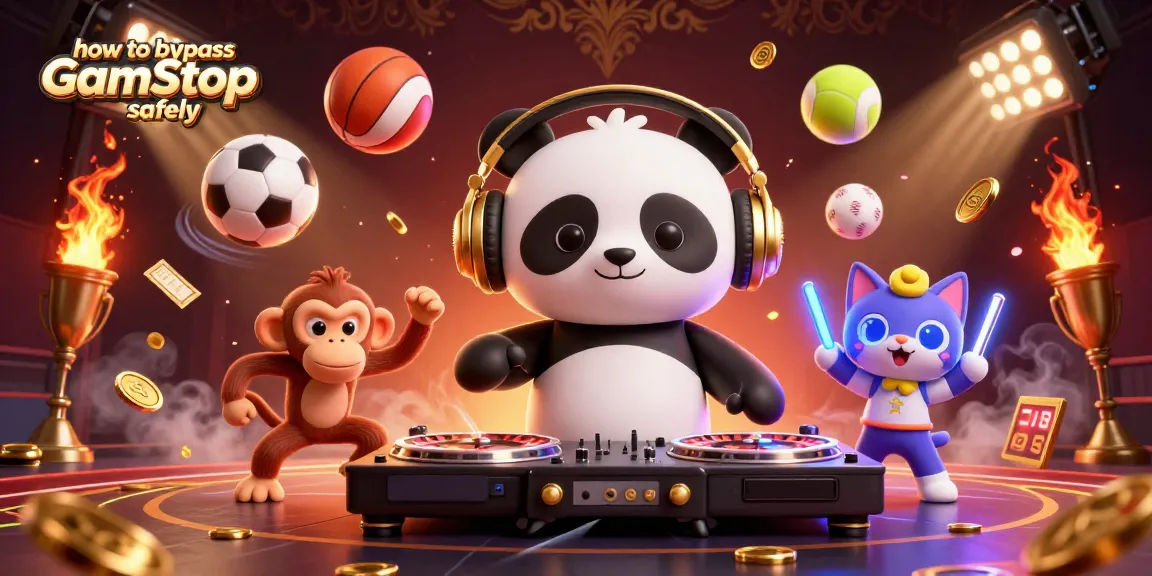 Engaging scene depicting how to bypass GamStop safely with vibrant characters and dynamic sports elements