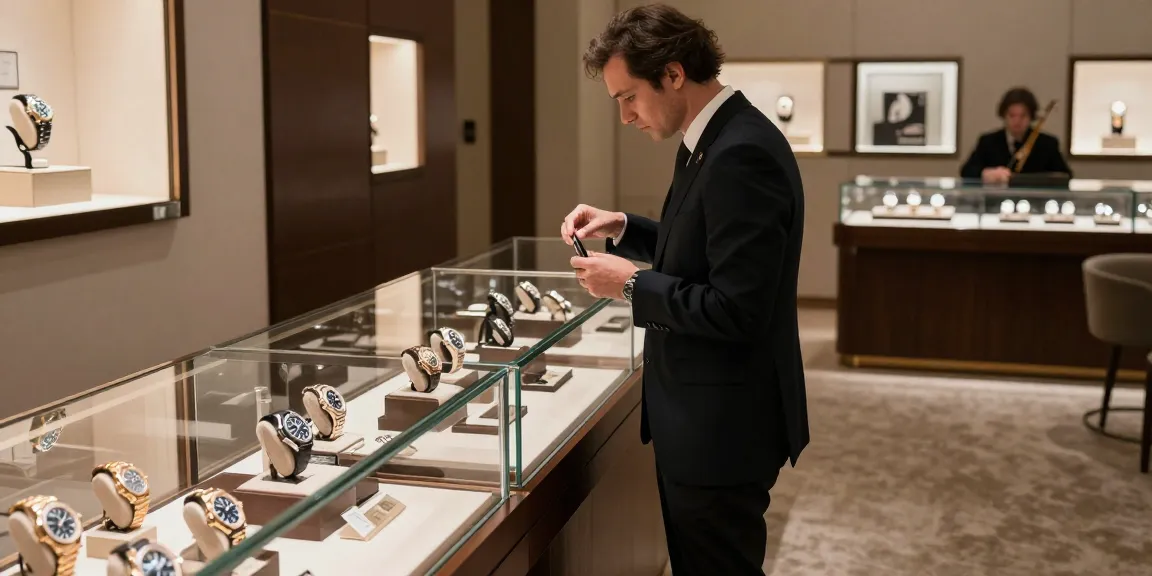 Luxury replica watches displayed in an upscale boutique, showcasing exquisite designs and craftsmanship.
