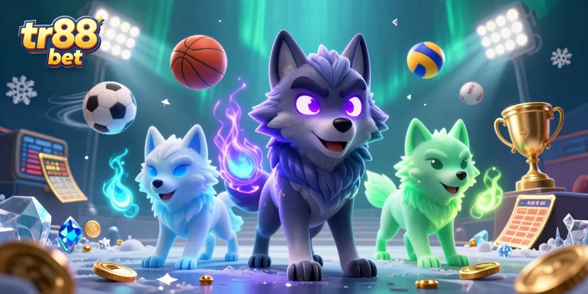 tr88 bet showcases exciting casino elements with mystical wolves in dynamic action.