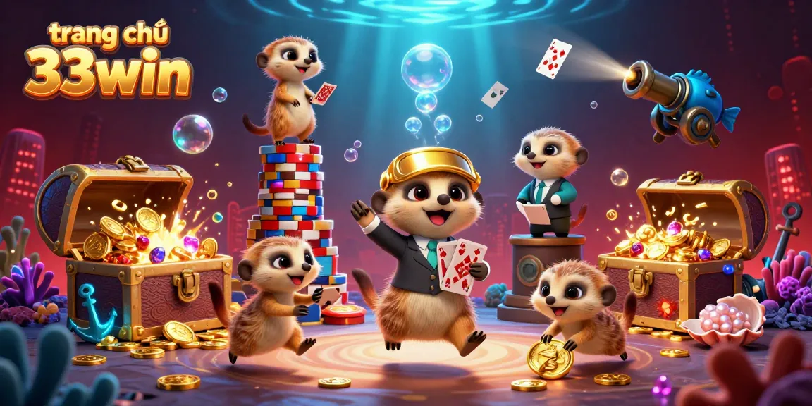 Experience vibrant casino action at trang chủ 33win with dynamic meerkats managing a thriving casino setup.