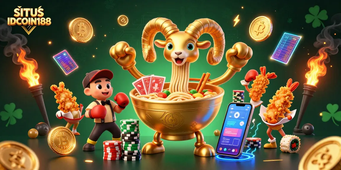 Engage with the exciting atmosphere of SITUS IDCOIN188 featuring dynamic cartoon characters in a vibrant casino scene.
