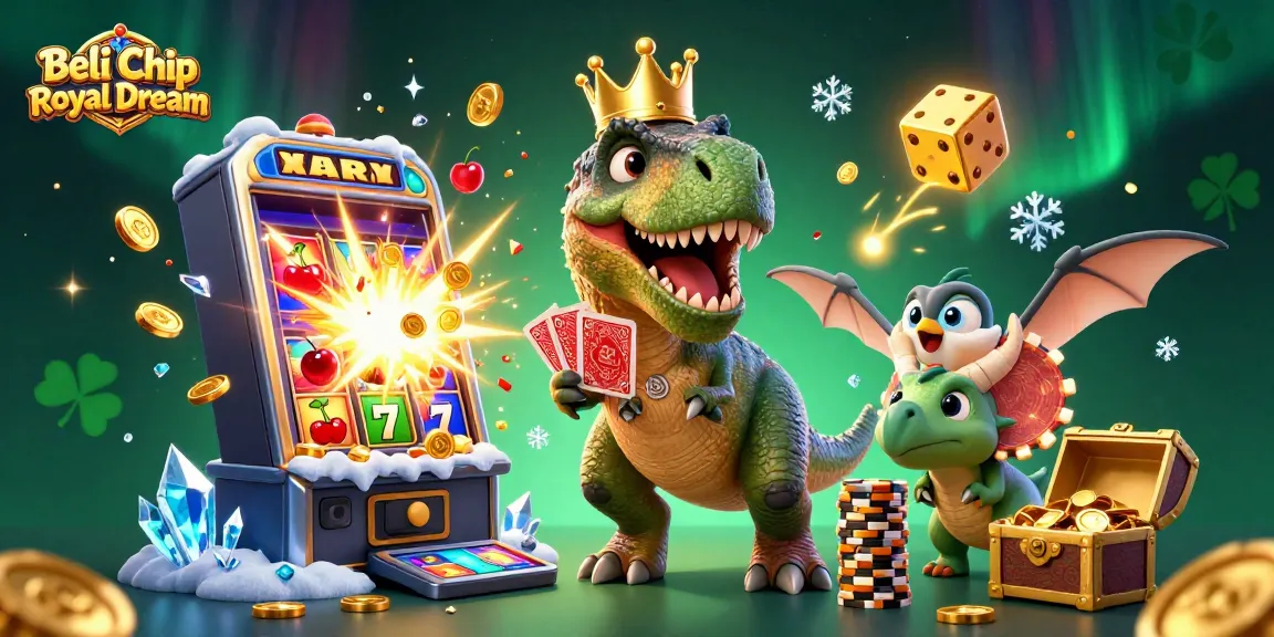 Membeli Chip Royal Dream dengan cepat dan aman, penuh simbol slot dan koin emas menarik