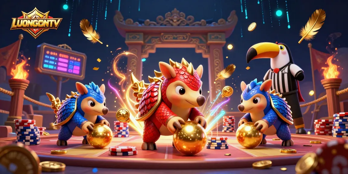 Roll and bowl with LUONGSONTV's vibrant pangolins amid dynamic gambling elements.