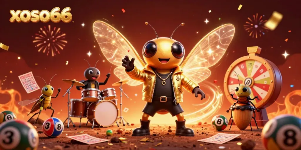Engage in exciting lottery draws with xoso66, featuring vibrant characters and dynamic game elements.