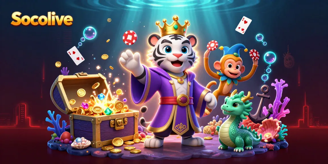 Socolive enhances betting with live streaming and vibrant animations showcasing engaging characters and gambling elements.