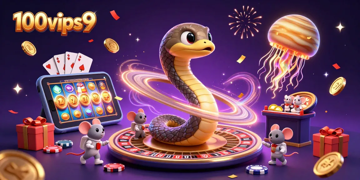 Engage in thrilling bets at 100vips9 with cosmic characters amidst a vibrant casino scene.