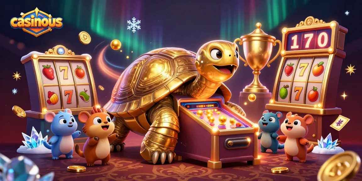 Experience captivating gaming moments with casinous featuring a vibrant tortoise and dynamic slot elements.
