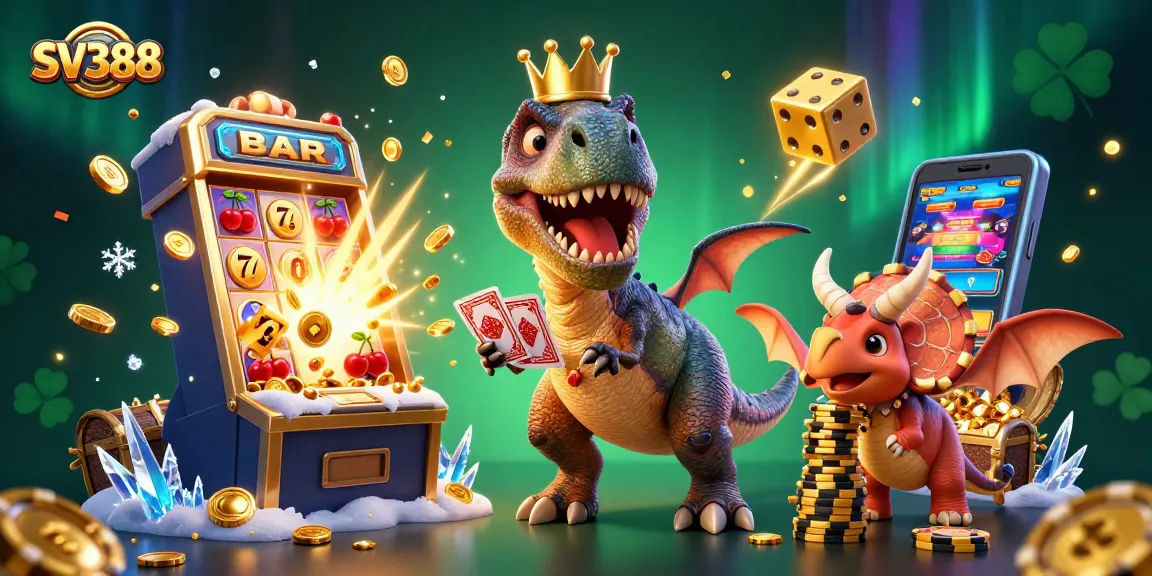 Watch SV388's exciting gameplay unfold with dynamic characters and casino elements in a colorful illustration.