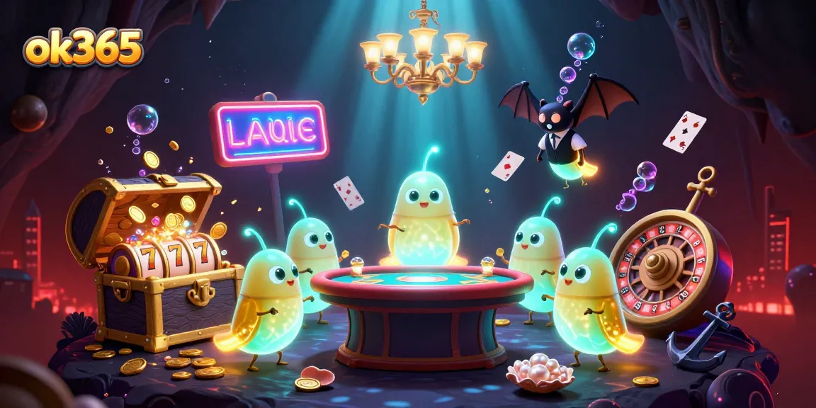 Experience rewarding gameplay at ok365 with vibrant casino elements and lively glowworms illuminating a unique underwater casino.