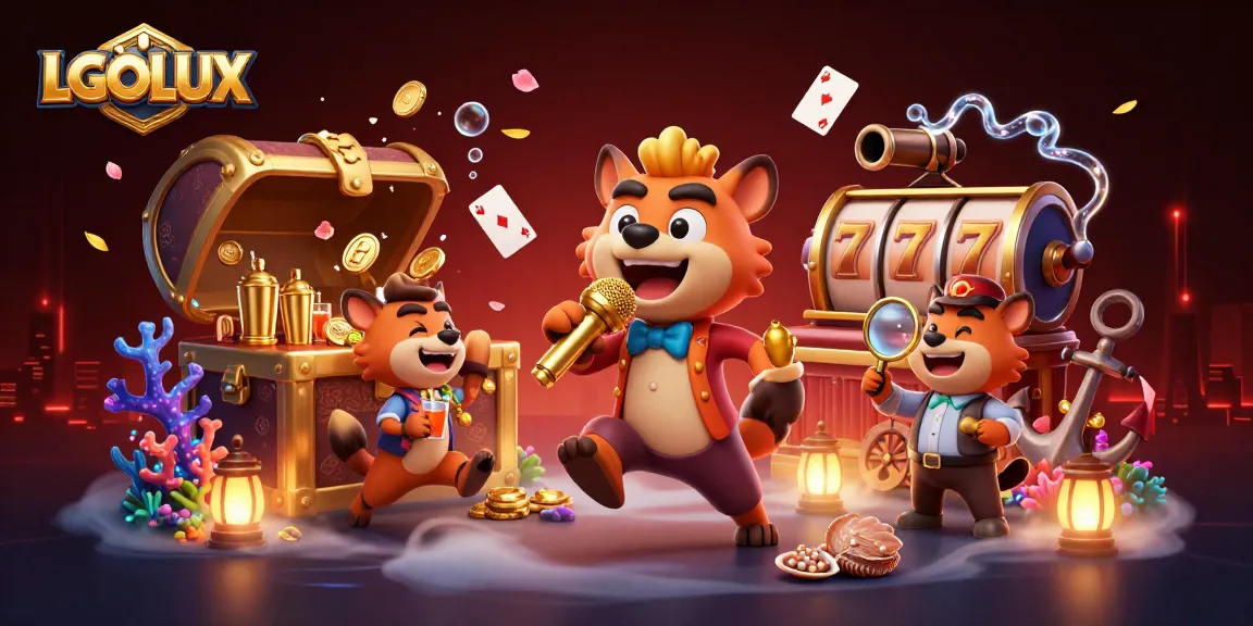 Experience thrilling slot action with LGOLUX at a lively casino scene featuring hyenas.