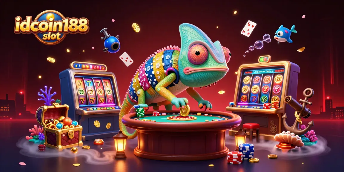 Experience the excitement of idcoin188 slot with vibrant casino elements in a dynamic scene.