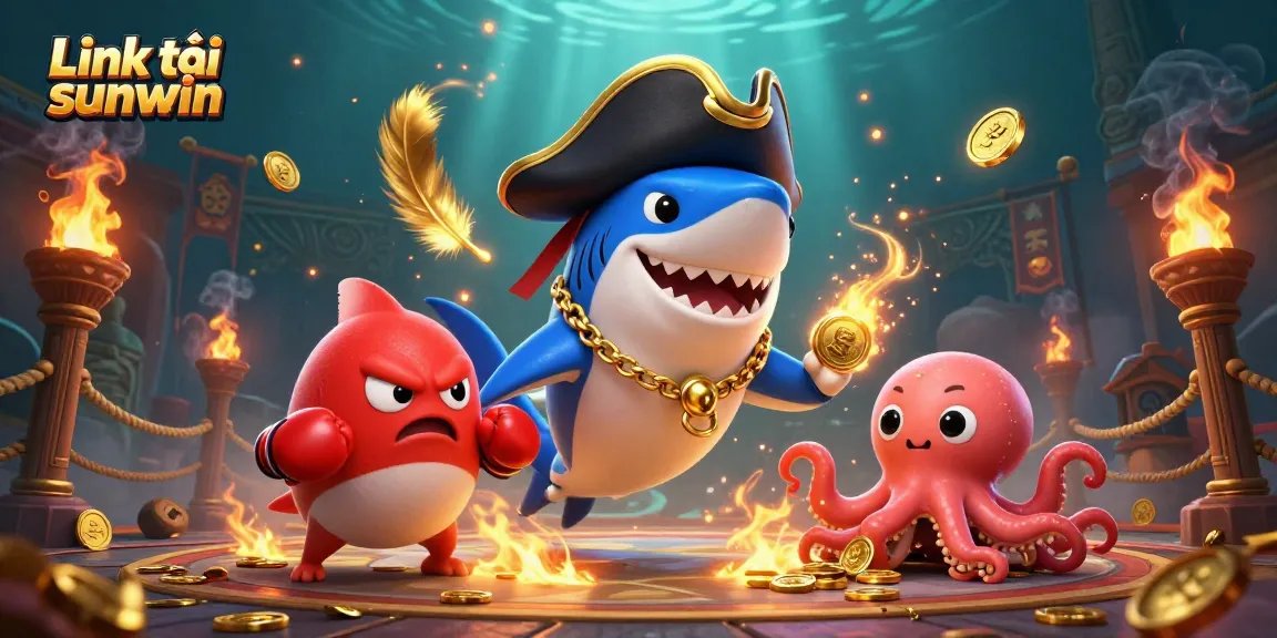 Engage with your luck through Link tải sunwin, featuring dynamic gambling characters in an energetic underwater scene.