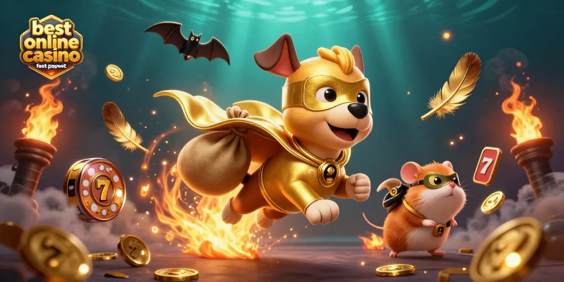Experience thrilling moments at the best online casino fast payout with our superhero dog and hamster duo!