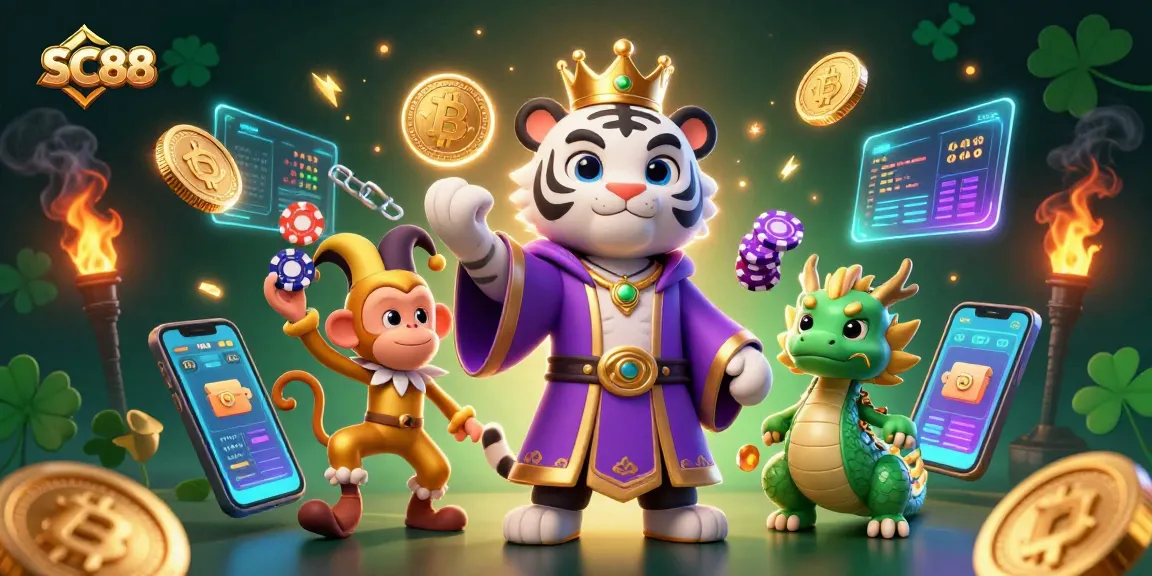 Engage with the thrilling SC88 casino world featuring vibrant characters and blockchain elements.