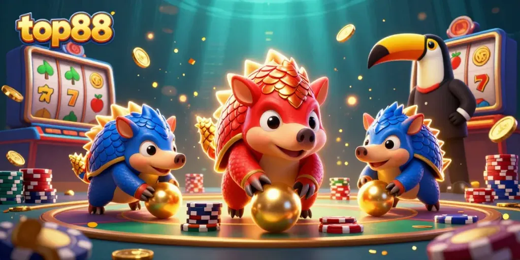 Engage in thrilling gameplay with top88 featuring vibrant pangolins and casino elements.