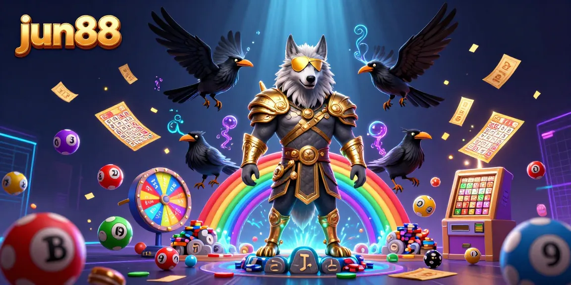 Experience the thrill of jun88 as Odin and his ravens guard a vibrant casino scene filled with games and prizes.